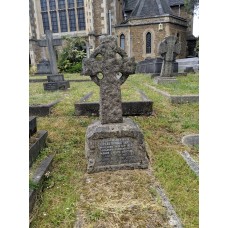 Tombstone, cemetery in London, sun cross